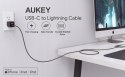 AUKEY CB-CL03 kabel Lightning - USB-C 2m MFi Apple USB-PD nylonowy oplot czarny