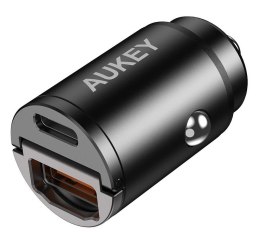 AUKEY CC-A3 Mini aluminiowa ładowarka samochodowa 2xUSB (1xUSB C Power Delivery + 1xUSB A Quick Charge 3.0) 30W 6A