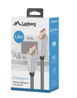 Lanberg Kabel DISPLAYPORT M/M 20 PIN V1.4 1.8m 8K czarny