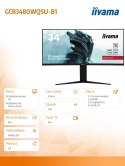 IIYAMA Monitor 34 cale GCB3480WQSU-B1 VA,UWQHD,180HZ,0.4ms,1500R(Curved), 2xHDMI,2xDP,2xUSB 3.2,2x3W,HDR400,HAS(110mm),VESA(100x100mm