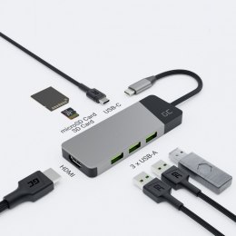 Green Cell Hub adapter USB-C Connect 3xUSB 3.1 HDMI 4K 60Hz USB-C PD 85W