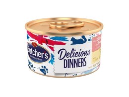 Butcher's Delicious Dinners Cat - mokra karma dla kota z łososiem i krewetkami w formie musu - puszka 85 g