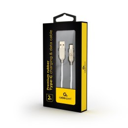 Kabel USB 2.0 - typ C (AM/CM) 2m oplot gumowy biały Gembird