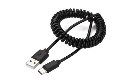 Kabel spiralny USB 2.0 - typ C (AM/CM) 1,8m (czarny)