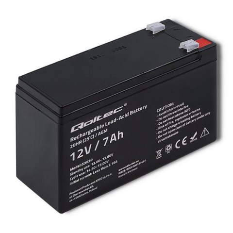 Akumulator żelowy AGM 12V 7Ah 105A (max) Qoltec