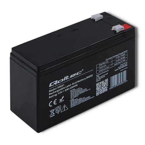 Akumulator żelowy AGM 12V 9Ah 135A (max) Qoltec