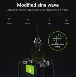 Green Cell Przetwornica Napięcia Inwerter 12V na 230V 1000W/2000W Modyfikowana sinusoida