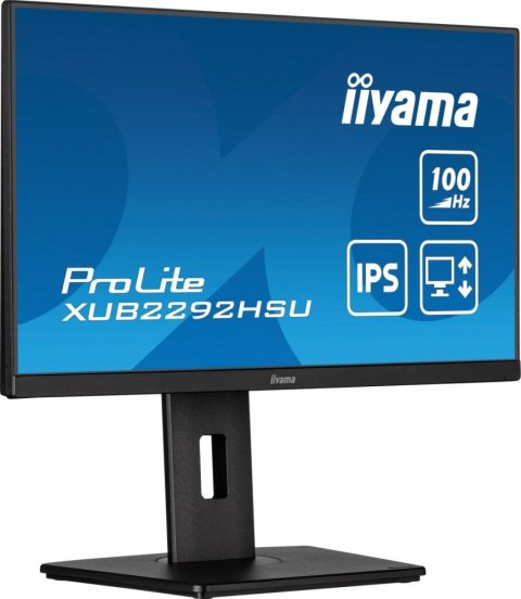 IIYAMA Monitor 21.5 cala XUB2292HSU-B6 IPS,100Hz,FreeSync,PIVOT,0.4ms,HDMI, DP,4xUSB(3.2),2x2W,HAS(150mm)