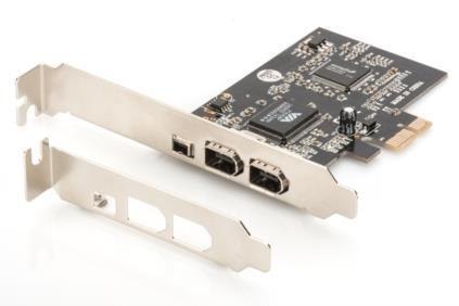 Kontroler Firewire (400) DIGITUS PCI Express, 3xZew. IEEE1394a 6pin + Mini, Low Profile