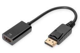 Digitus Kabel adapter DisplayPort z zatrzaskiem 1080p 60Hz FHD Typ DP/HDMI A M/Ż 0,2m Czarny