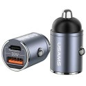 USAMS Ładowarka samochodowa 30W 1xUSB+1xUSB-C C38 Fast Charge Stalowa