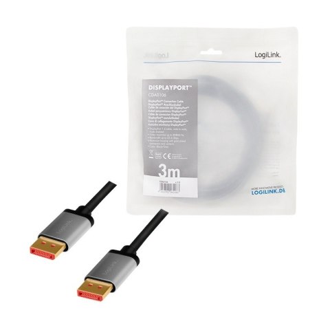 LogiLink Kabel DisplayPort 8K/60 Hz,DP/M do DP/M aluminium 3m