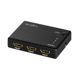 LogiLink Przełącznik Switch 3x1 HDMI, 1080p 60Hz, z pilotem