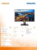 Philips Monitor 245B1 23.8''IPS DVI HDMI DP Pivot