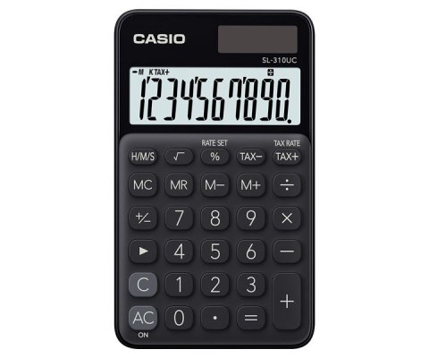 CASIO KALKULATOR KIESZONKOWY SL-310UC-BK CZARNY, 10 CYFROWY WYŚWIETLACZ