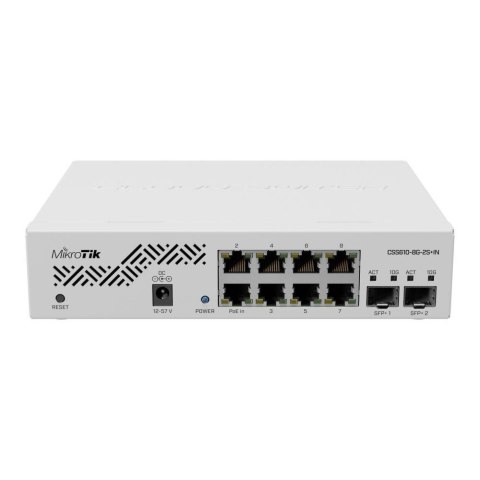 Switch zarządzalny MikroTik CSS610-8G-2S+IN 8x1GbE 2xSFP+ PoE