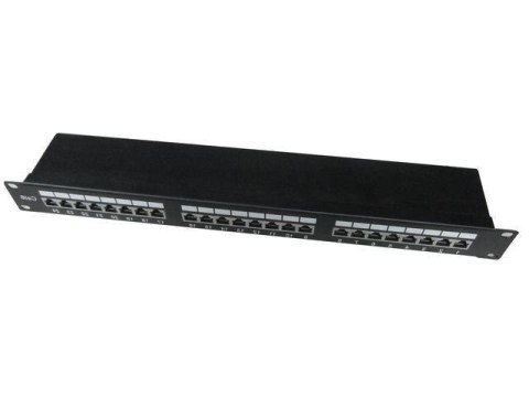 Gembird Patch Panel 24 Porty 1U 19'' Kat.6 ekran z funkcją organizacji kabli czarny