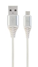 Kabel USB 2.0 (AM/microUSB M) 2m oplot tekstylny biały Gembird