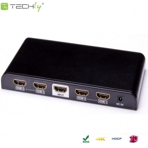 Rozdzielacz / Splitter Techly HDMI 1/4 Ultra HD, 3D