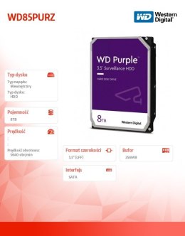 Western Digital Dysk twardy Purple 8TB 3,5 cala WD85PURZ