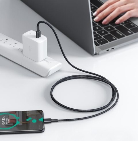 AUKEY CB-CD45 kabel USB-C - USB-C 0,9m 60W PD 3A 20V nylonowy oplot czarny