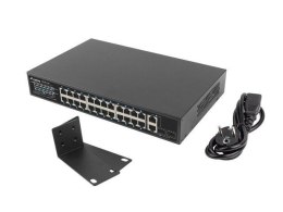 Switch niezarządzalny Lanberg 24x 100Mb PoE+/2x Combo Rack 19