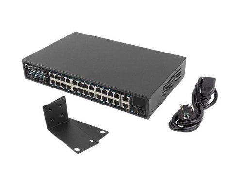 Switch niezarządzalny Lanberg 24x 100Mb PoE+/2x Combo Rack 19" Gigabit Ethernet 250W