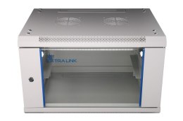 Extralink Szafka wisząca rack 6U 600x600 szara szklane drzwi