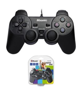 Gamepad przewodowy Msonic USB z funkcją wibracji MN3329BK czarny