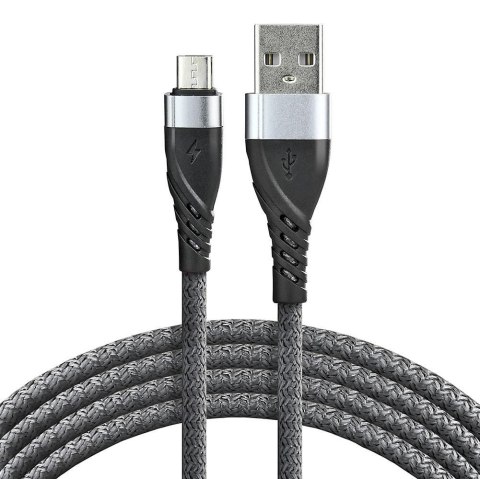 Kabel przewód pleciony USB - micro USB everActive CBB-2MG 200cm z obsługą szybkiego ładowania do 2,4A szary