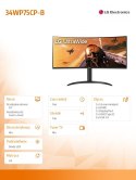 LG Electronics Monitor 34WP75CP-B 34 cale 21:9 UltraWide QHD VA Zakrzywiony