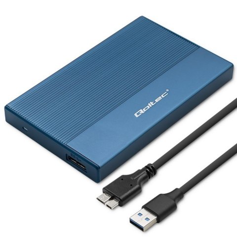 Qoltec Obudowa | Kieszeń na dysk SSD HDD 2.5" | SATA | USB 3.0 | Super speed 5Gb/s | 2TB | Niebieskia