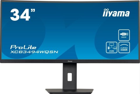 IIYAMA Monitor 34 cale XCB3494WQSN-B5 VA,UWQHD,1500R,USB-cDock,KVM,HAS(150mm)