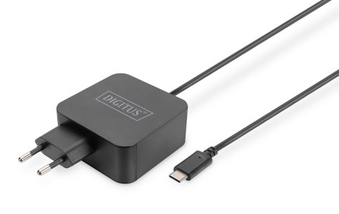 Ładowarka sieciowa DIGITUS zasilacz 1x USB-C PD 3.0 max. 65W zintegrowany kabel 1,2m czarna