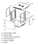 Extralink Szafka wisząca rack 4U 600x450 szara szklane drzwi