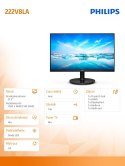 Philips Monitor 222V8LA 21.5 cala VA HDMI DP Głośniki