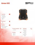 Silicon Power ARMOR A30 1TB USB 3.0 BLACK-ORANGE / PANCERNY / wstrząsoodporny