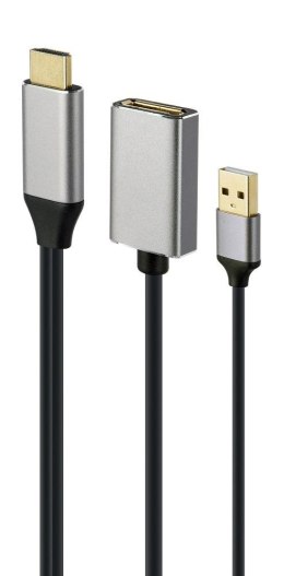 Adapter HDMI męski do DisplayPort żeński + USB-A męski 4K Gembird A-HDMIM-DPF-02