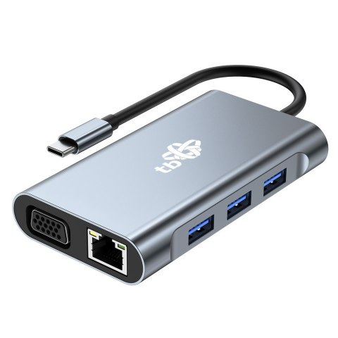 TB HUB Adapter USB C 8w1 HDMIx2 USB VGA RJ45 PD