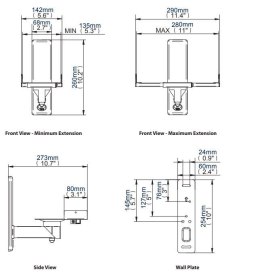 B-Tech AV Mounts VENTRY - Ścienne uchwyty zaciskowe do głośników BT77/W