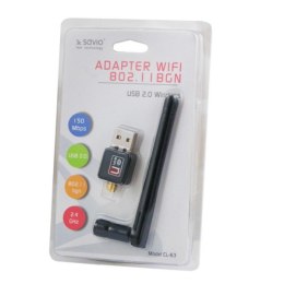 Savio Adapter WiFi na USB z anteną, 150Mbps, CL-63