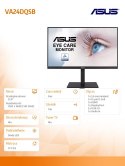 Asus Monitor 23.8 cali VA24DQSB Eye Care Full HD, IPS, Framele