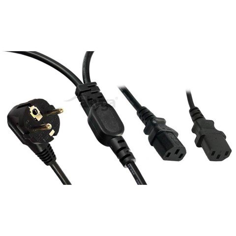 Kabel zasilający Akyga AK-PC-04A CEE 7/7 2xC13 250V/50Hz 1,8m czarny