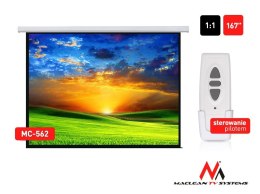 Maclean Ekran projekcyjny elektryczny MC-562 167 cali 1:1 300x300cm Sterowanie ścienne z pilota