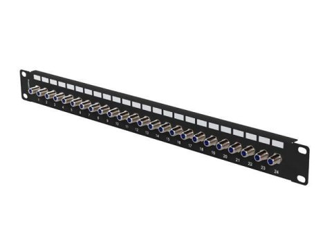 Patch panel Lanberg 24 Port 1U 19" Gniazdo Typ F Beczka Czarny