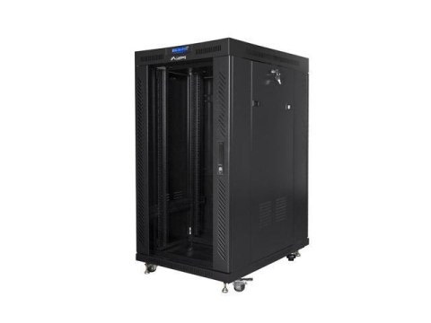 Szafa instalacyjna Rack stojąca 19" 22U 800x1000 czarna drzwi szklane LCD Lanberg (flat pack) V2