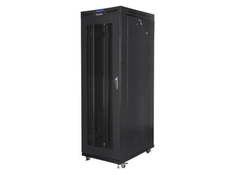 Szafa instalacyjna Rack stojąca 19" 27U 800x1200 Drzwi Perforowane czarna Lanberg (flat pack) LCD