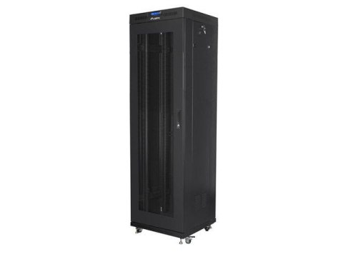 Szafa instalacyjna Rack stojąca 19" 42U 600x600 LCD Drzwi Perforowane czarna Lanberg (flat pack) V2