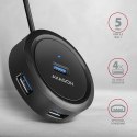 AXAGON HUE-P1AL Hub 4-portowy USB 3.2 Gen 1 ROUND, micro USB, 1.2m USB-A kabel