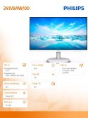 Philips Monitor 241V8AW 23.8 cala IPS HDMI Głośniki Biały